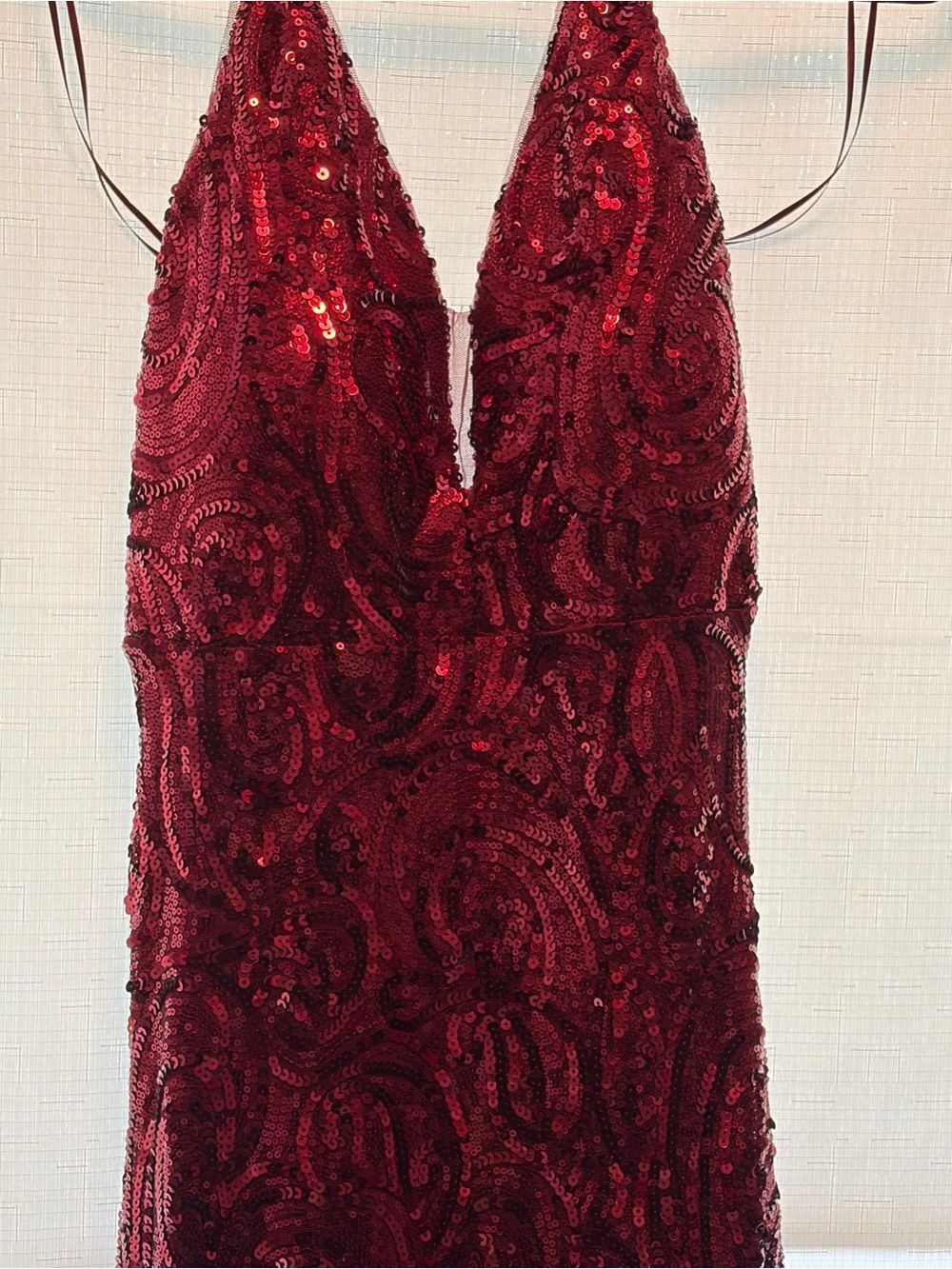 Night Way Collections Merlot Burgundy Sequin Maxi Dress